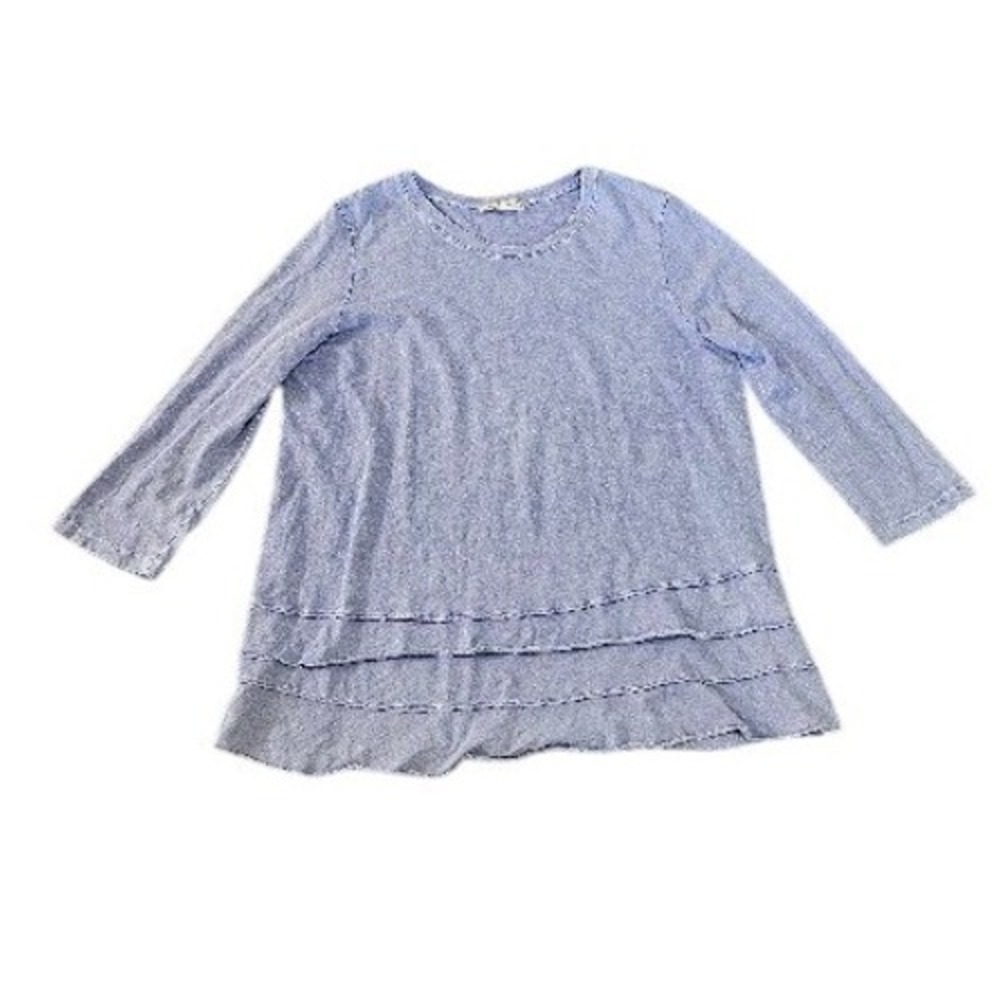 Jess & Jane Top Womens Large Purple Mineral Wash Tiered Ruffle Hem Cotton